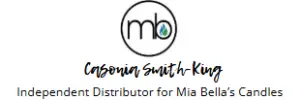 A logo featuring the name and title of an independent distributor for Mia Bella's Candles.